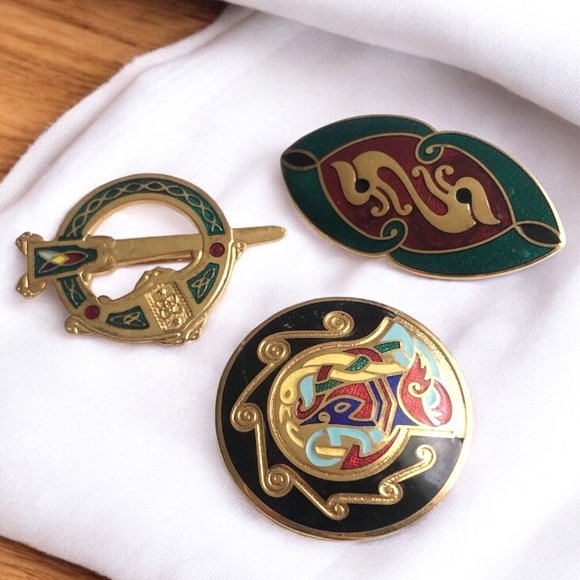 3-piece Vintage Irish Celtic Brooch Lot - Picture 1 of 5